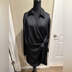 H&M Textured Black Wrap Dress